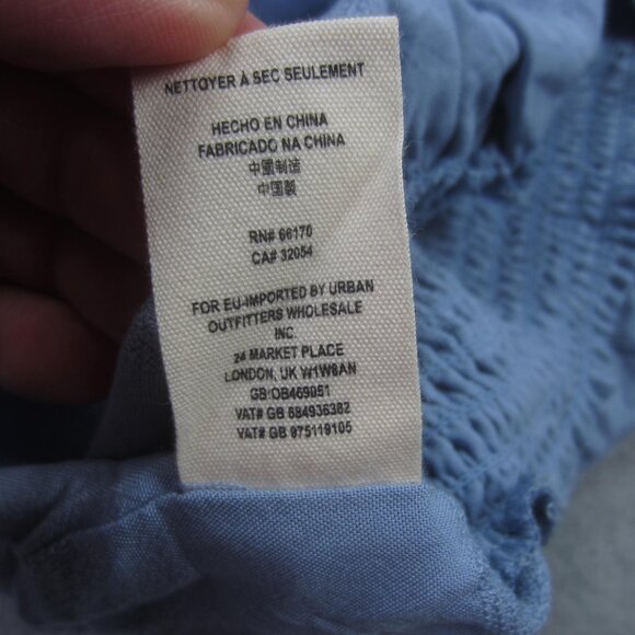 Free People Smocked Crop Tank Top Womens Small Blue Textured Boho Festival - Picture 8 of 9